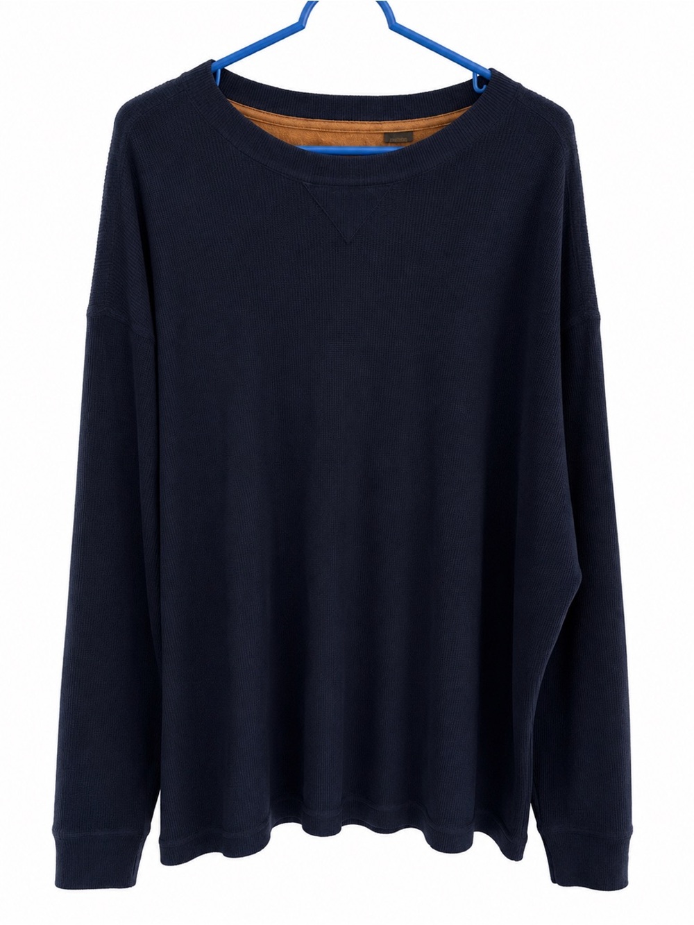 St. John's Bay Navy and Brown Corduroy-Trim Pullover